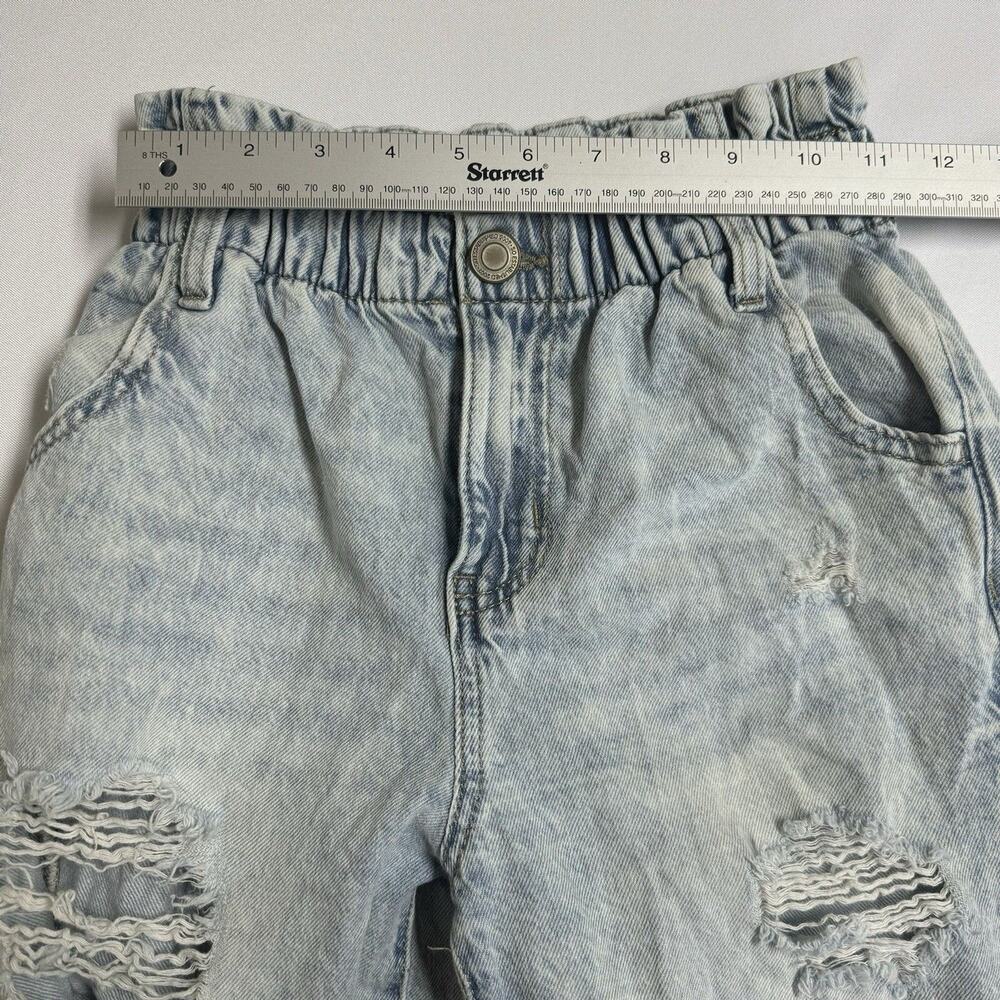 SO Paperbag Jeans Womens 0 24 Waist High Rise Mom Lightwash Ripped Destroyed - Picture 3 of 11